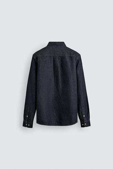 LIGHTWEIGHT COTTON/LINEN DENIM SHIRT - Indigo by Zara - Image 6