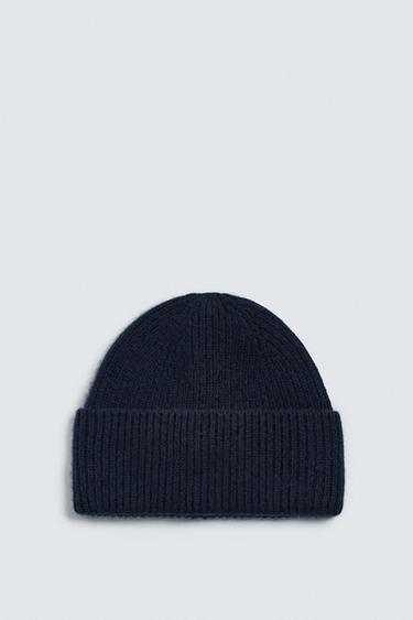 Zara 100% CASHMERE BEANIE AARON LEVINE X ZARA - Navy blue