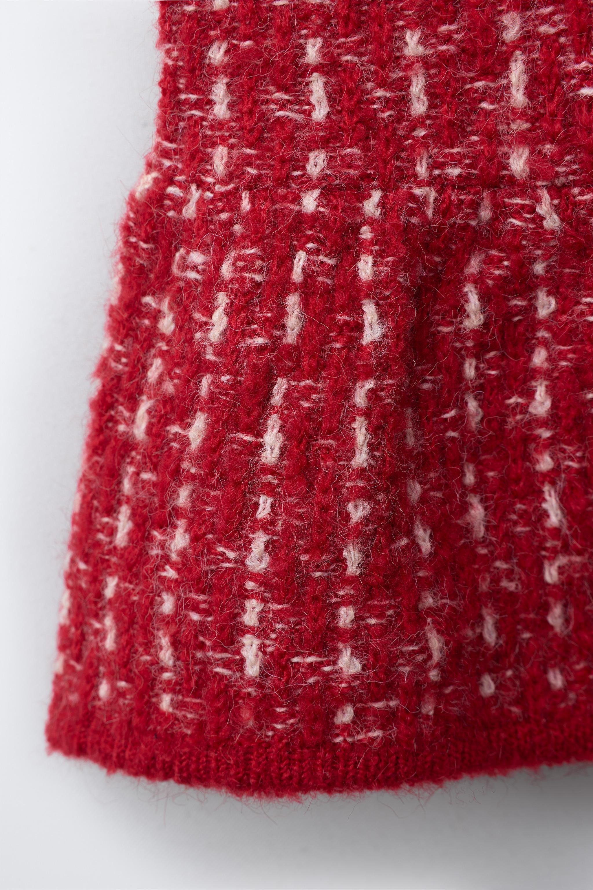Zara - Structure Knit Dress - Red - 1 Years (33,9 Inches) - Kids