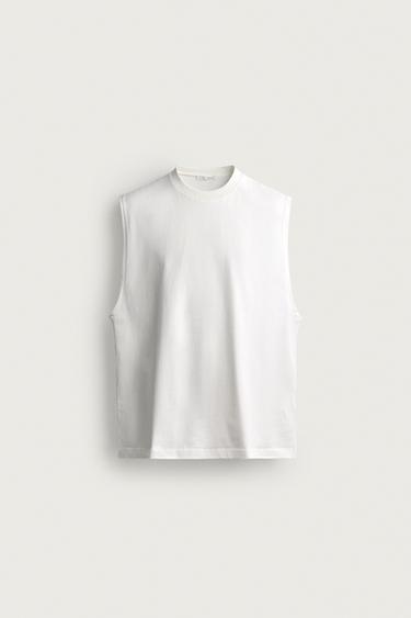 تيشرت تانك مغسول - أبيض الخاص بـ Zara