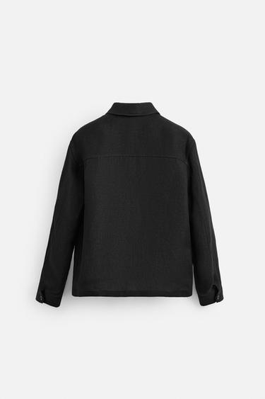 100% LINEN OVERSHIRT - Black by Zara - Image 3