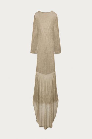 ROBE LONGUE EN MAILLE FIL MÉTALLISÉ MARISA BERENSON X ZARA - Doré de Zara - Image 2