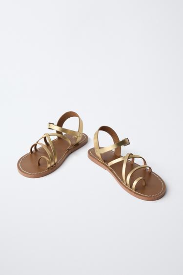 SANDALES EN CUIR - Or de Zara - Image 2