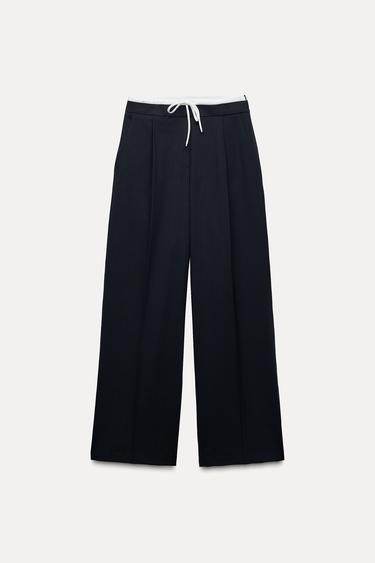 ÇİFT BEL BANTLI WIDE LEG PANTOLON_2