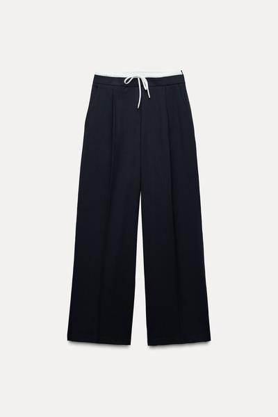 ÇİFT BEL BANTLI WIDE LEG PANTOLON_2