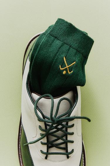 BAVLNĚNÉ PONOŽKY S GOLFOVÝM MOTIVEM - Zelená / Přírodní od Zara