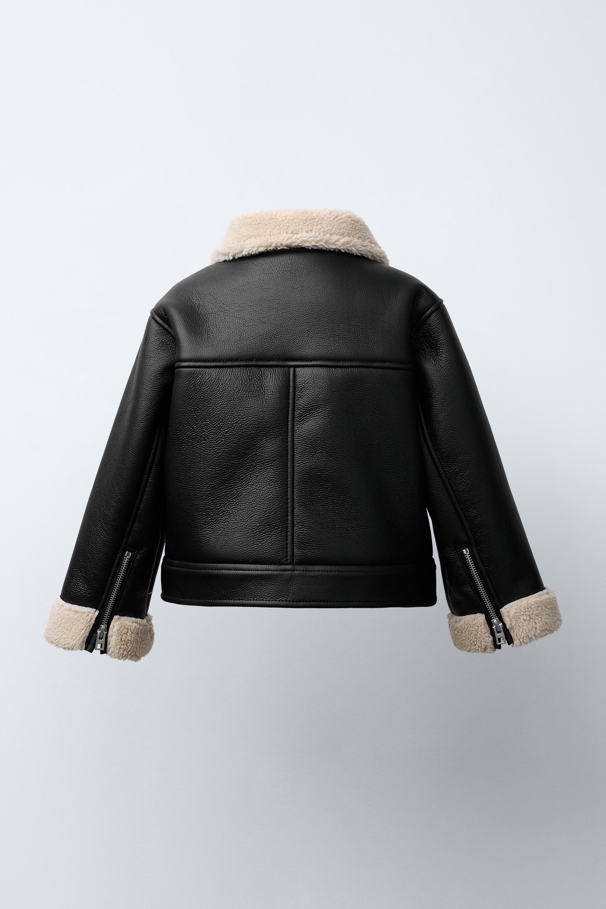 フェイクレザーボアジャケット - ブラック | ZARA Japan / 日本