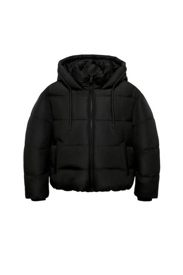 SHORT WATER-REPELLENT AND WINDPROOF HOODED ANORAK - Black by Zara