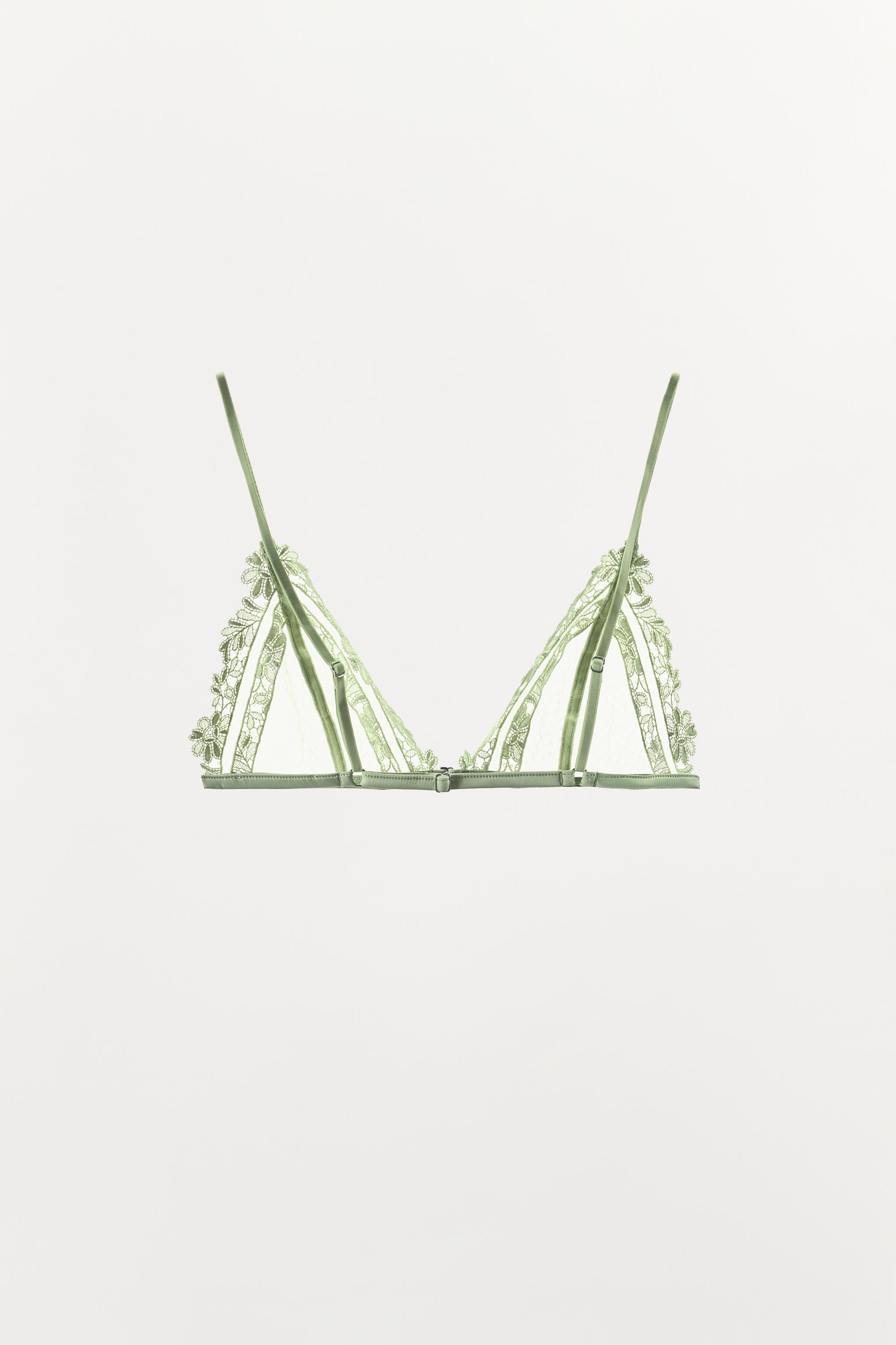 EMBROIDERED TULLE TRIANGLE BRA
