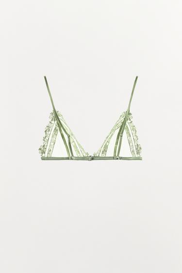 SOUTIEN-GORGE TRIANGLE TULLE BRODÉ - Écru / Beige de Zara - Image 3