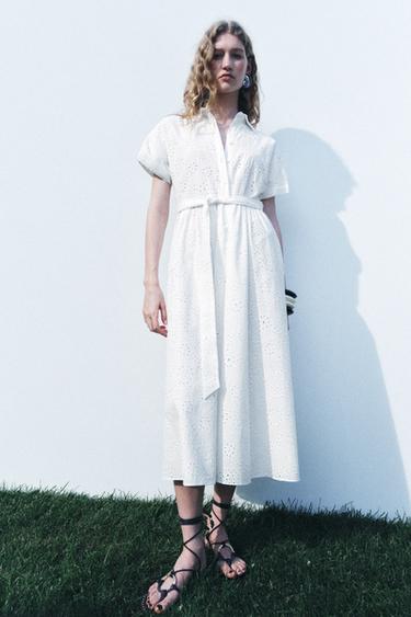 ПЛАТЬЕ С АЖУРНОЙ ВЫШИВКОЙ — ZW COLLECTION — БЕЛЫЙ от Zara — изображение 0