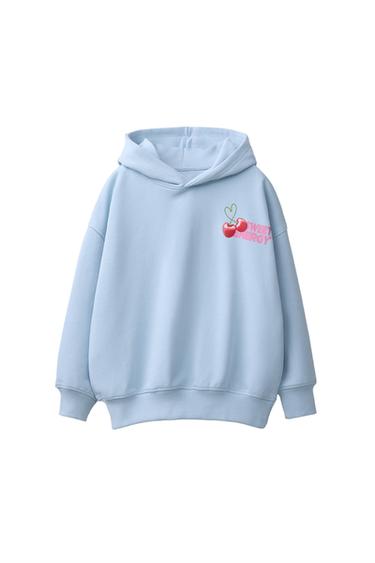 SUDADERA CAPUCHA FRUTAS - Azul claro de Zara