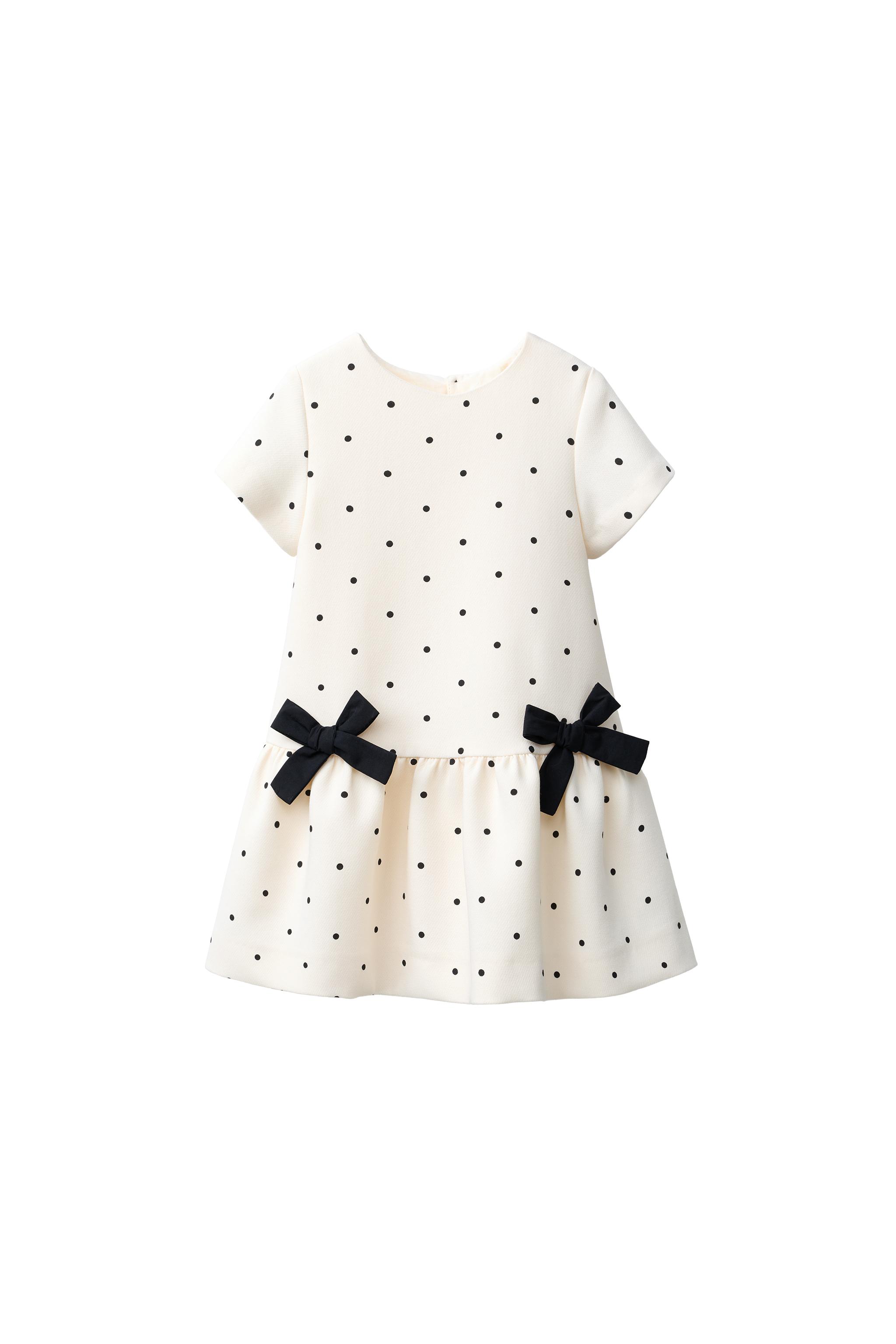 POLKA DOT BOW PRINT DRESS - Oyster-white | ZARA United States