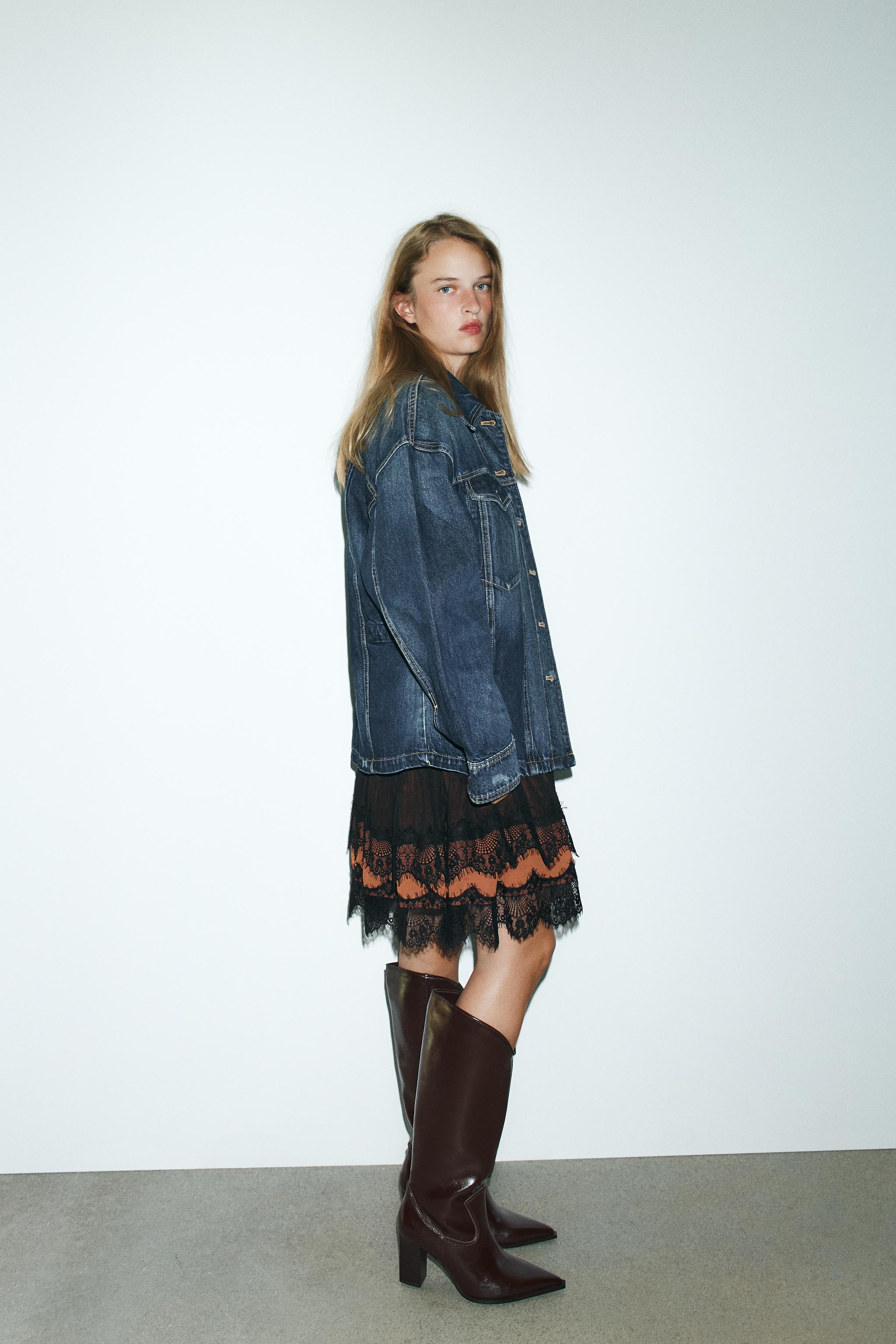 アシンメトリーシャフト ラスティックブーツ - ブラウン | ZARA
