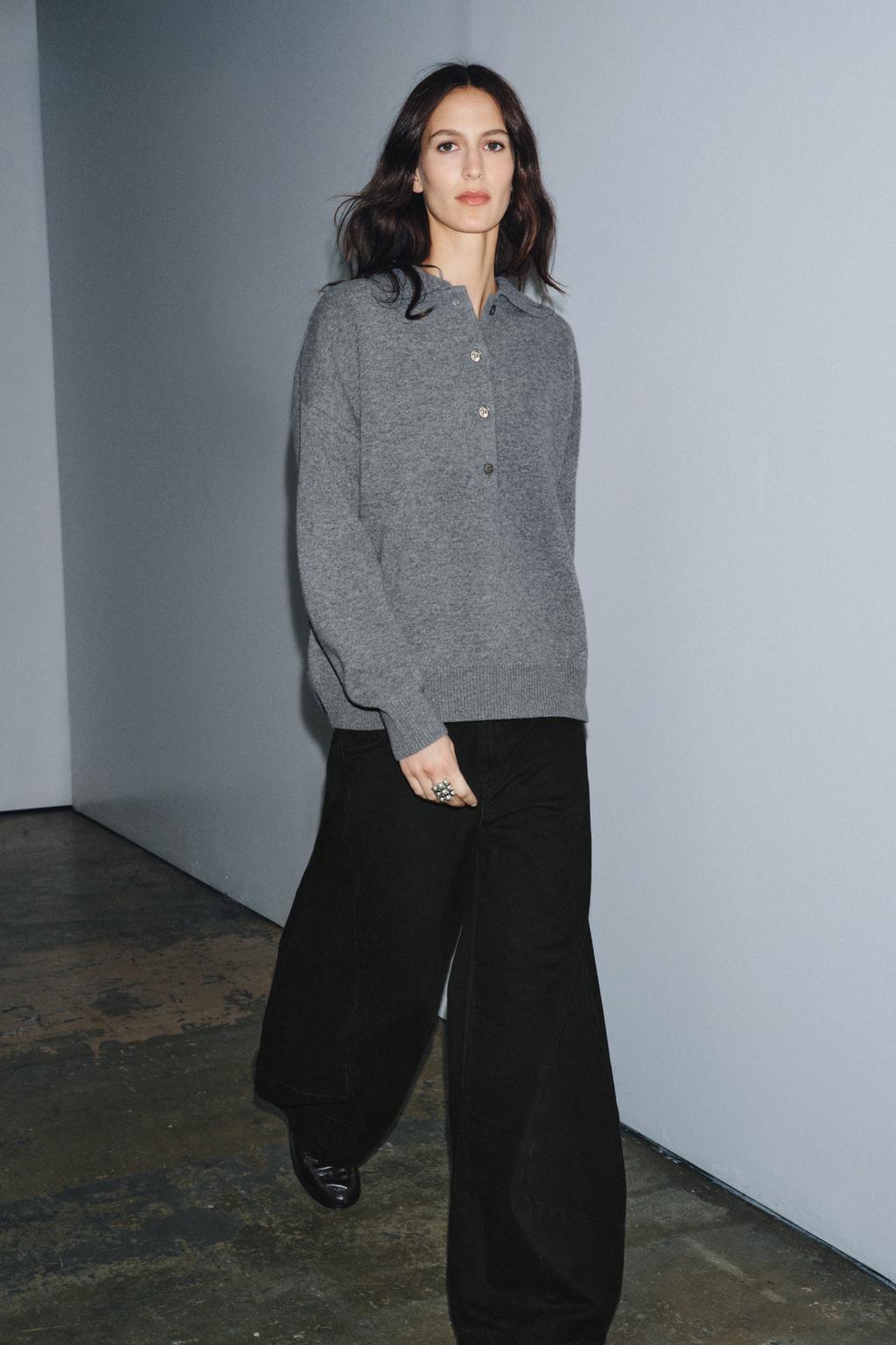 95% WOOL PLAIN KNIT POLO - image 2