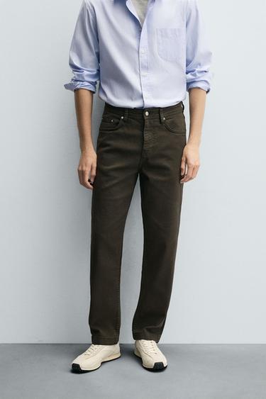 STRAIGHT-LEG TROUSERS - Brown by Zara