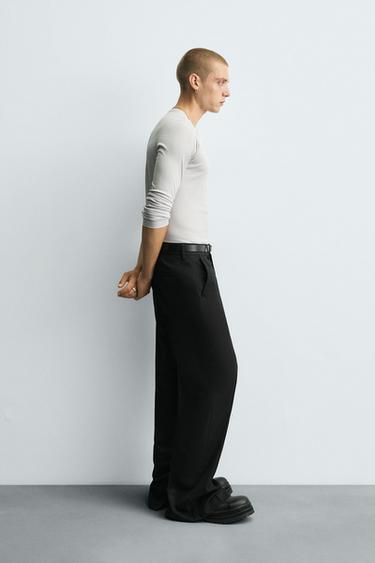 STRAIGHT-LEG TROUSERS WITH VENTS - Black by Zara - Image 3