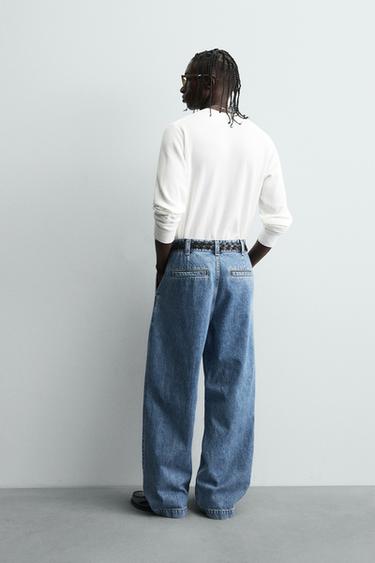 JEAN COUPE AMPLE À PLIS - Bleu clair de Zara - Image 2