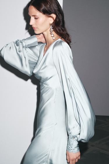 OPEN-BACK SATIN DRESS - Light blue by Zara