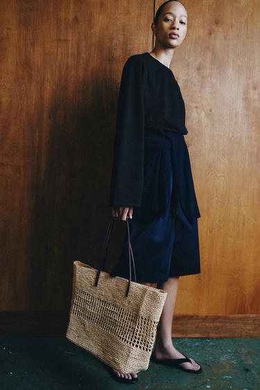SAC SHOPPER EN RAFIA - Beige clair de Zara - Image 1