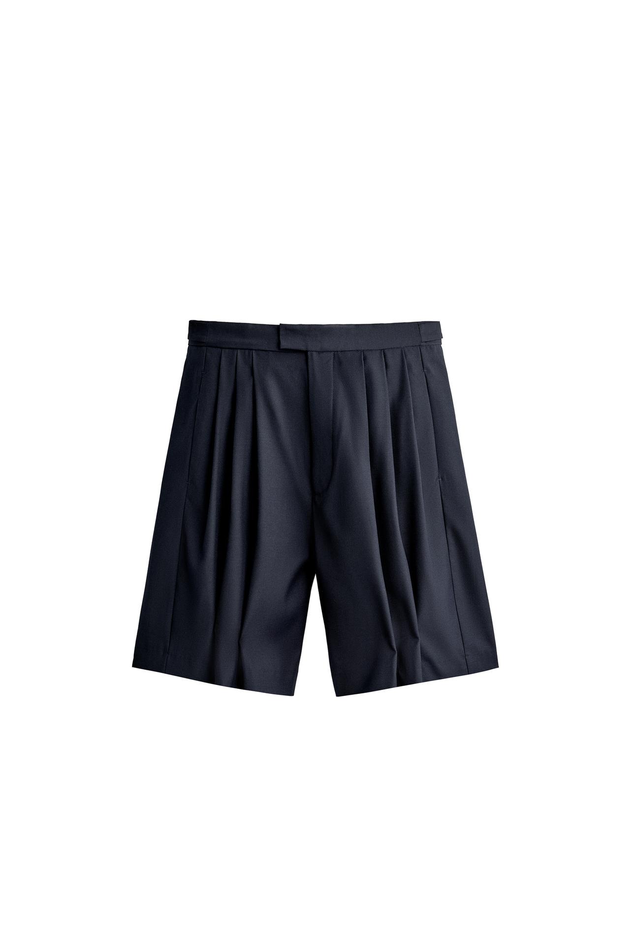 WIDE-LEG WOOL BLEND BERMUDA SHORTS
