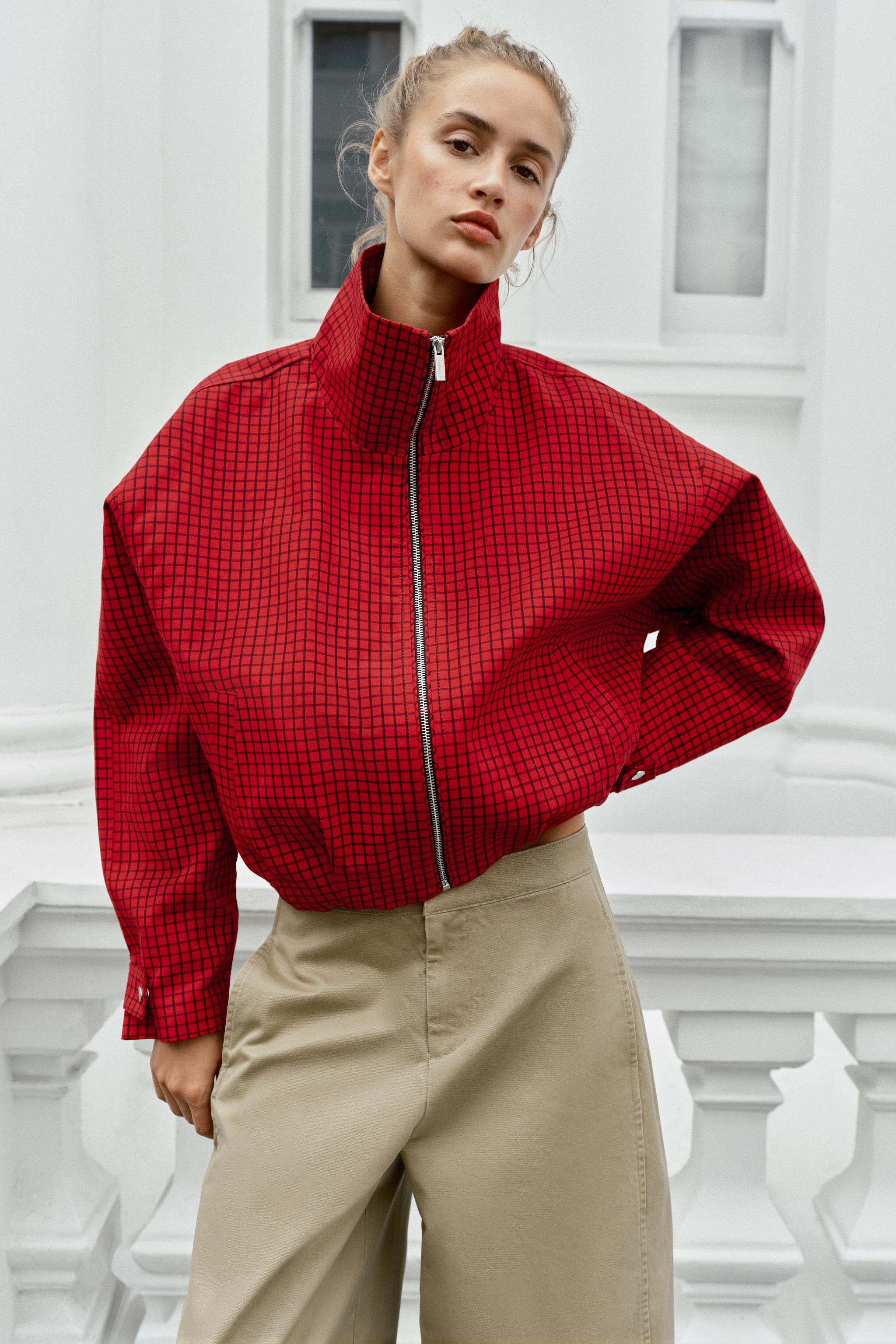 BLOUSON BOMBER À CARREAUX