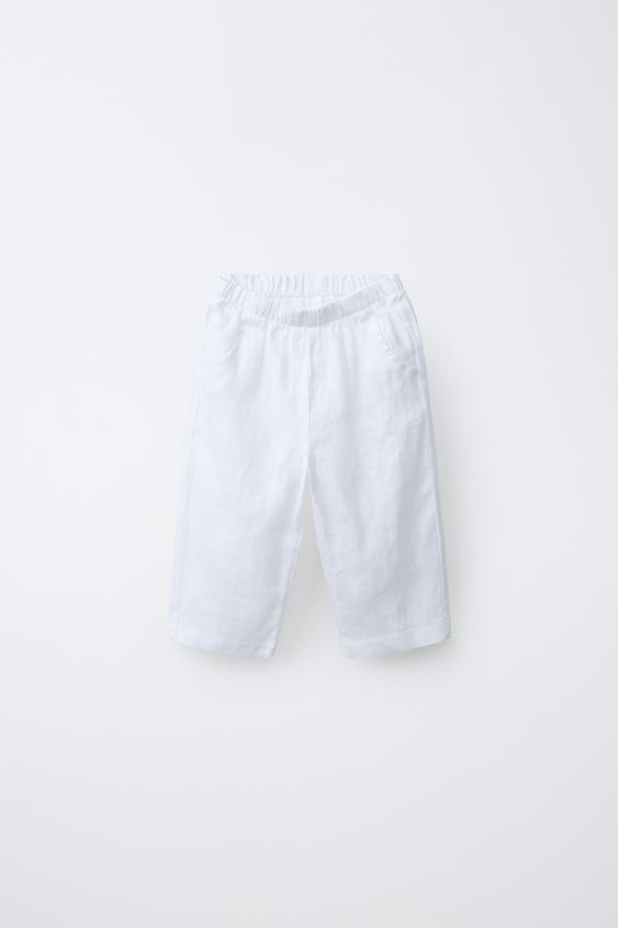 PANTALÓN 100% LINO - Blanco de Zara - Imagen 0
