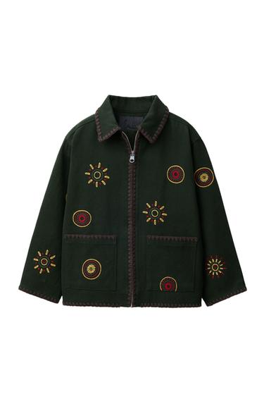 JAKNA S KONTRASTNIM VEZENJEM - Srednje zelena od Zare