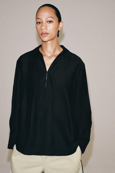 CAMISA LISA ZW COLLECTION - Negro de Zara