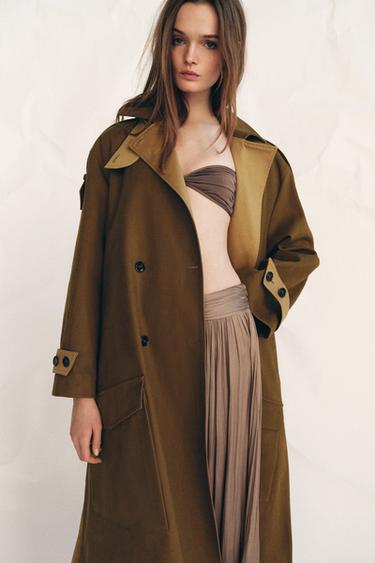 ZW COLLECTION LONG CONTRAST TRENCH COAT - Mid-camel by Zara - Image 1