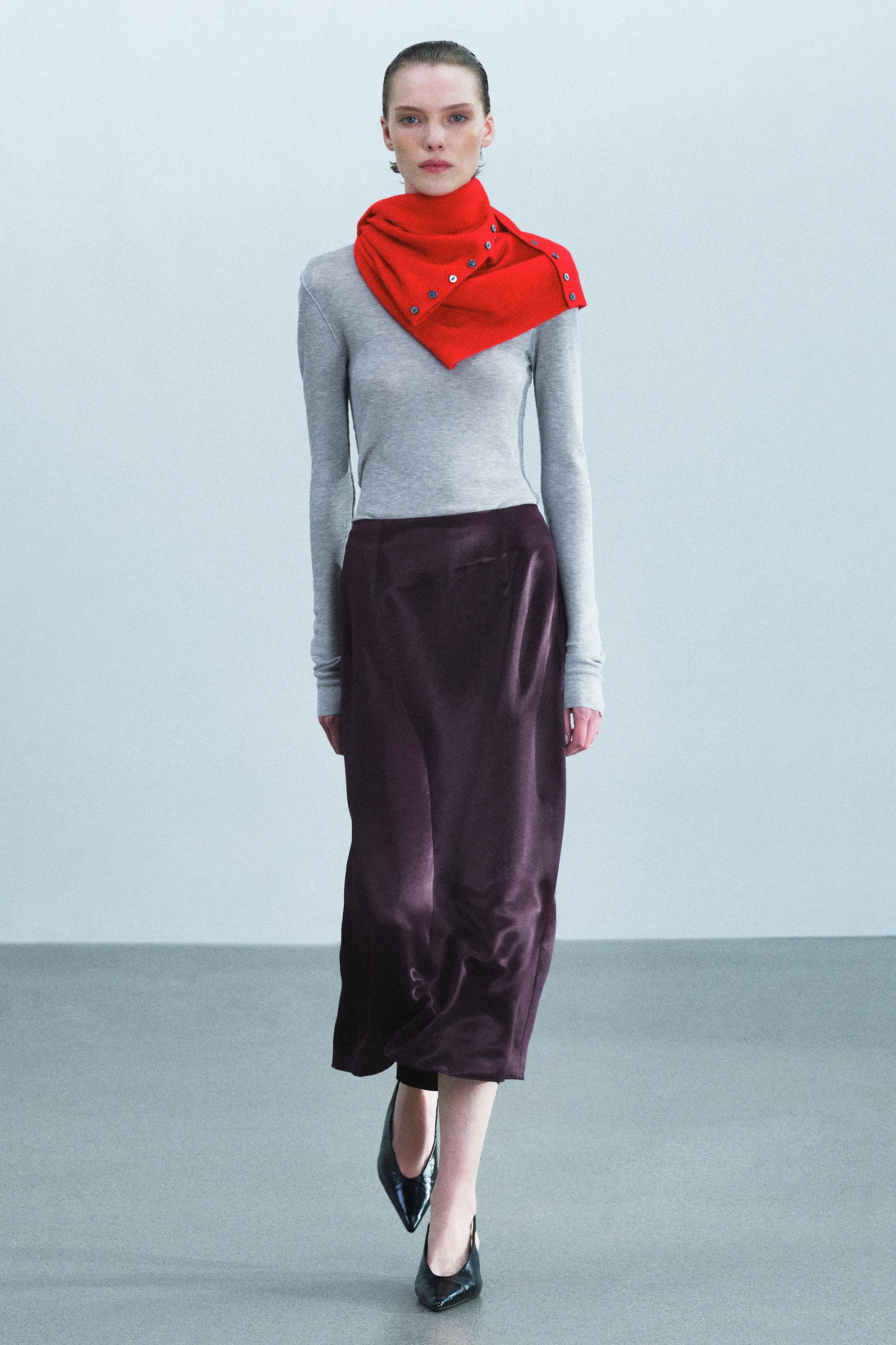 ZW COLLECTION SATIN STRAIGHT SKIRT