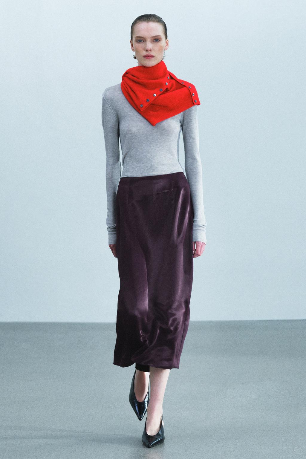 ZW COLLECTION SATIN STRAIGHT SKIRT