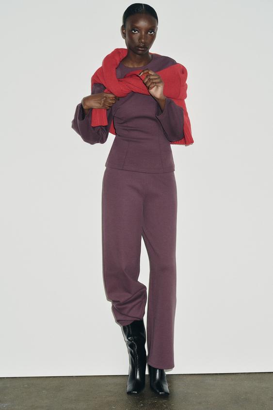 Pantalone Zara Zara Giacca Viola PANTALONI LARGHI - Main Image