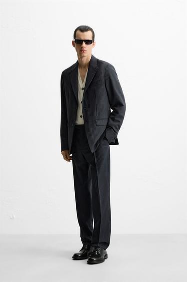 PINSTRIPE SUIT BLAZER - Navy blue by Zara