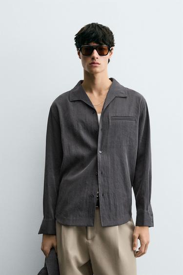 WASHED FLOWING SHIRT - Anthracite grey by Zara