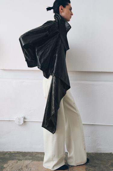 VESTE EFFET MATIÈRE SYNTHÉTIQUE ÉCHARPE ZW COLLECTION - Noir de Zara - Image 3