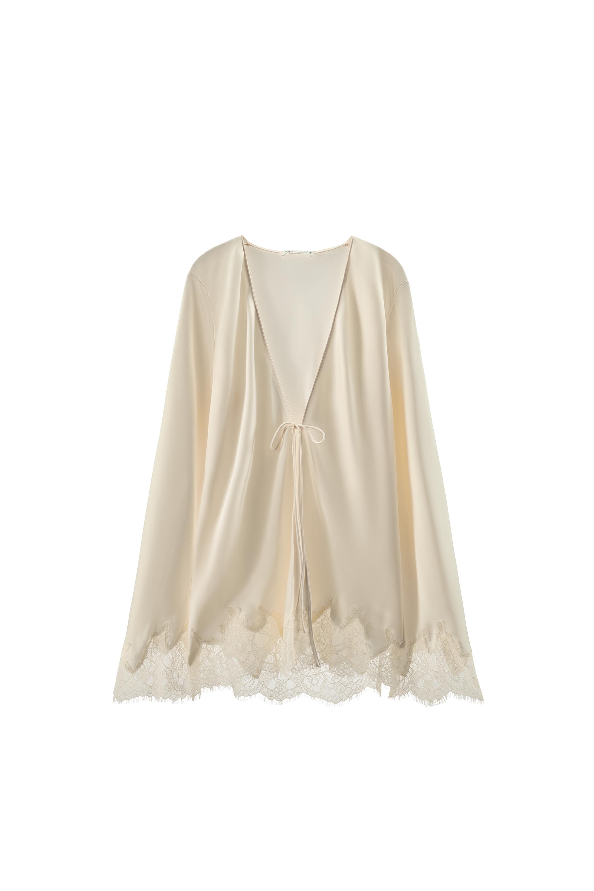 SATIN EFFECT LACE PANTS