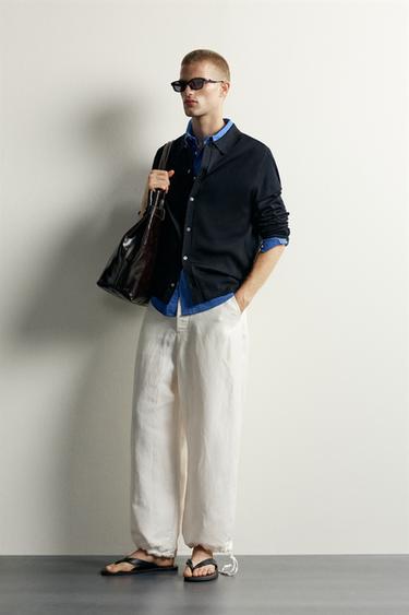 PANTALON COUPE DÉCONTRACTÉE LIN - VISCOSE - Écru de Zara - Image 3