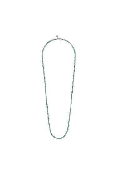 KETTING MET KRALEN EN STEEN - Zeegroen van Zara