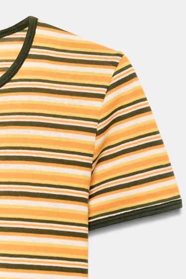 STRIPED T-SHIRT WITH CONTRAST PIPING - Yellow by Zara - Image 2