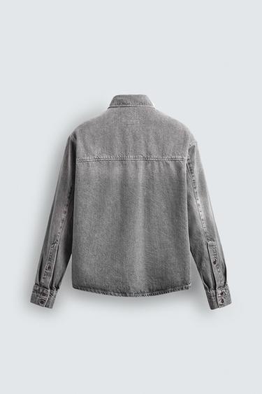 CHEMISE EN JEAN DÉLAVÉE - Gris de Zara - Image 8
