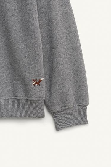 SWEAT UNI RENARD BRODÉ ÉDITION LIMITÉE - Gris chiné de Zara - Image 7