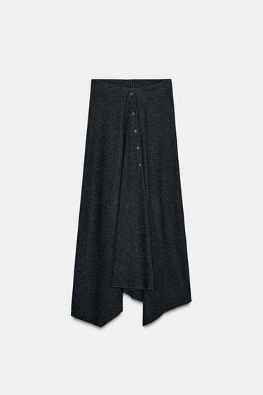 SOFT RIB LONG SKIRT - Dark grey by Zara