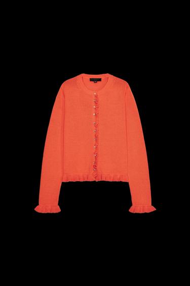 RUFFLED KNIT CARDIGAN - Orange by Zara - Image 0