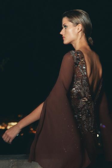 ПЛАТЬЕ С ВЫШИВКОЙ — ZW COLLECTION — КОРИЧНЕВЫЙ от Zara