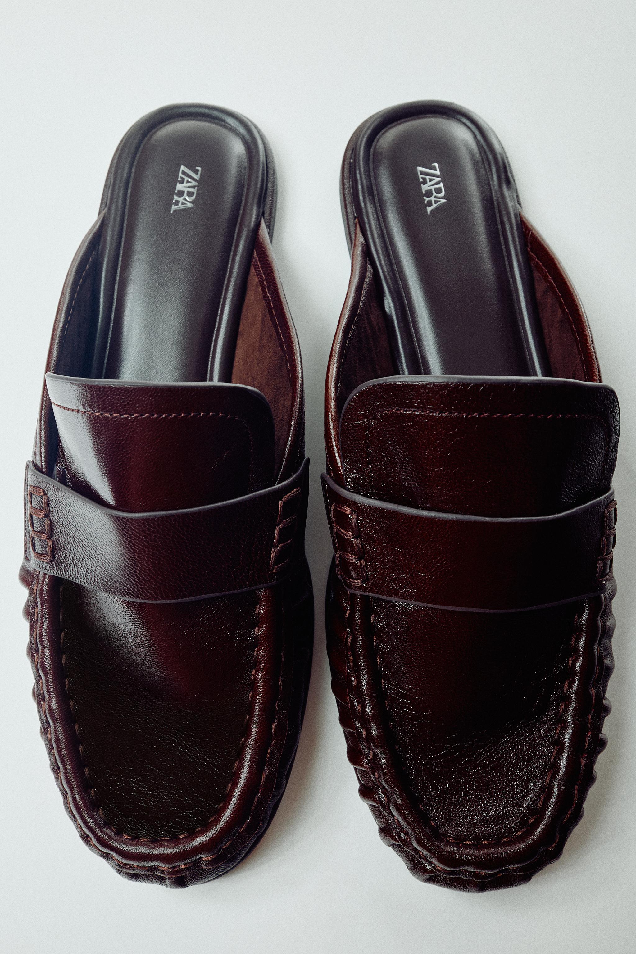 LEATHER SLINGBACK LOAFERS — Burgundy Red