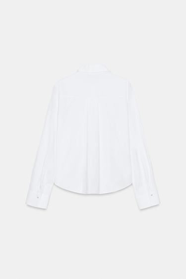POPLIN SHIRT WITH FAUX PEARLS - White by Zara - Image 7