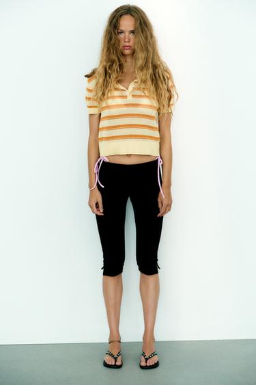 Zara STRIPED SHORT SLEEVE KNIT POLO - Striped