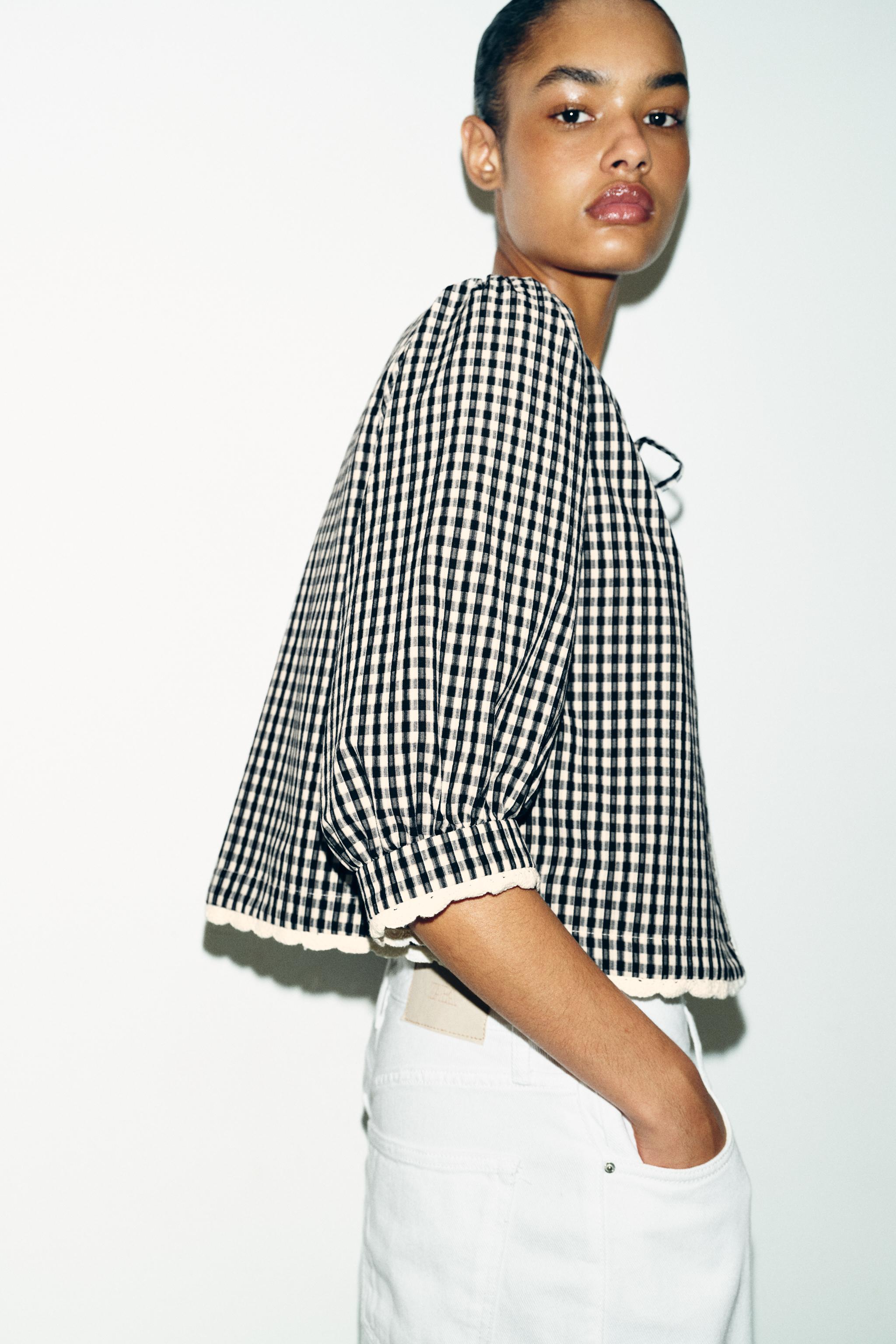 CROCHET GINGHAM CHECK JACKET