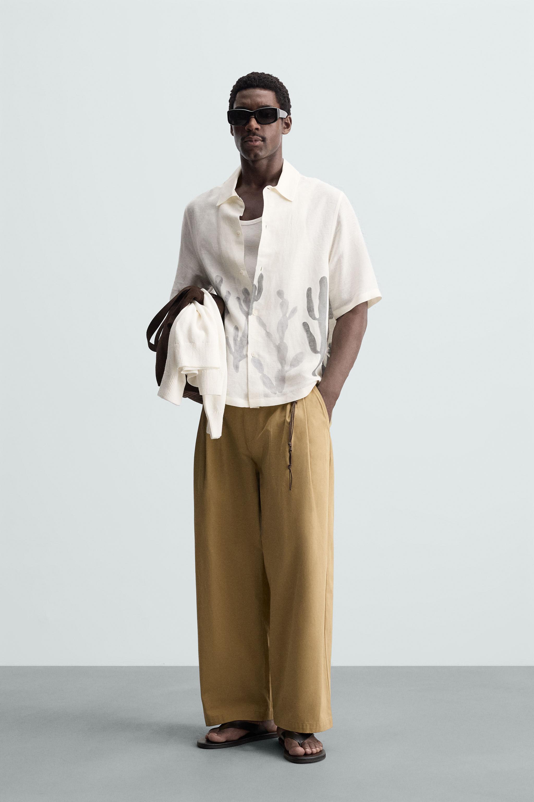 CAMISA LINHO - VISCOSE CACTUS - Branco | ZARA Brasil